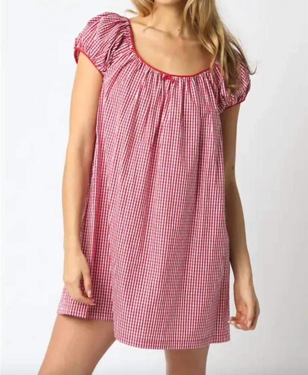 NEW OLIVACEOUS harper gingham mini dress in red and white
